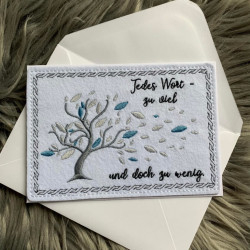 Stickdatei ITH - Postkarte Trauerkarte "Jedes Wort zuviel" Baum